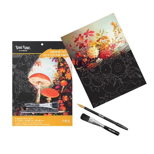 Brea Reese® 9" x 12" Florals in the Fall Scratch Art Paper Pad